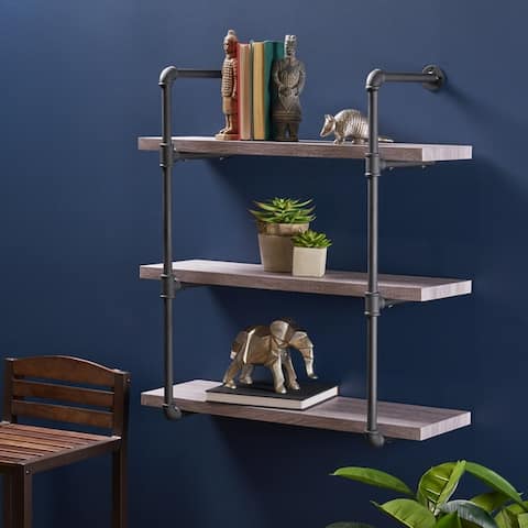 Staci Industrial 3-tier Floating Shelf by Christopher Knight Home - 31.25" W x 12.00" D x 34.75" H