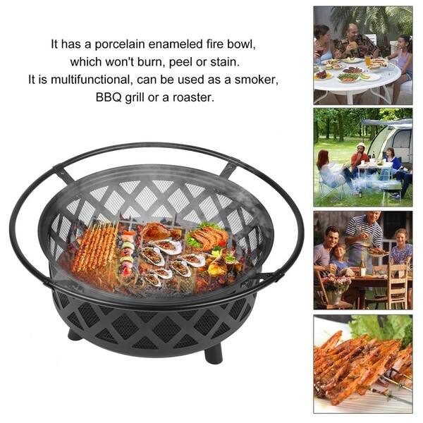 Shop Fire Pit Wood Burning Fireplace Heater Bowl Round Firepit Bbq