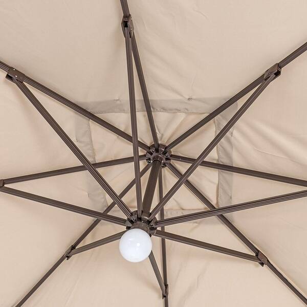 Shop Sorara Square Outdoor Patio Umbrella With Center Light Beige