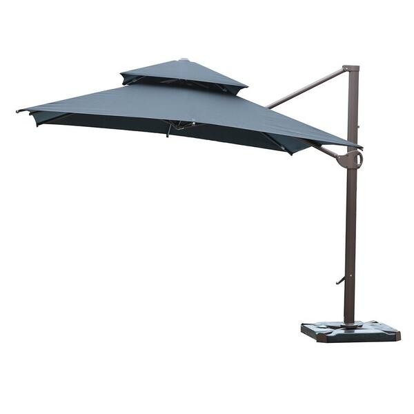 SORARA Square Offset Cantilever Umbrella Patio Hanging Umbrella, Black