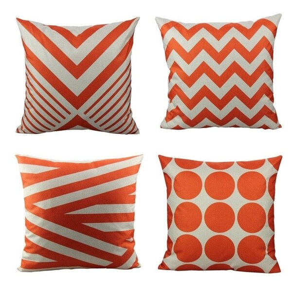 Shop Geometric Chevron Stripe Orange Throw Pillow Covers ...