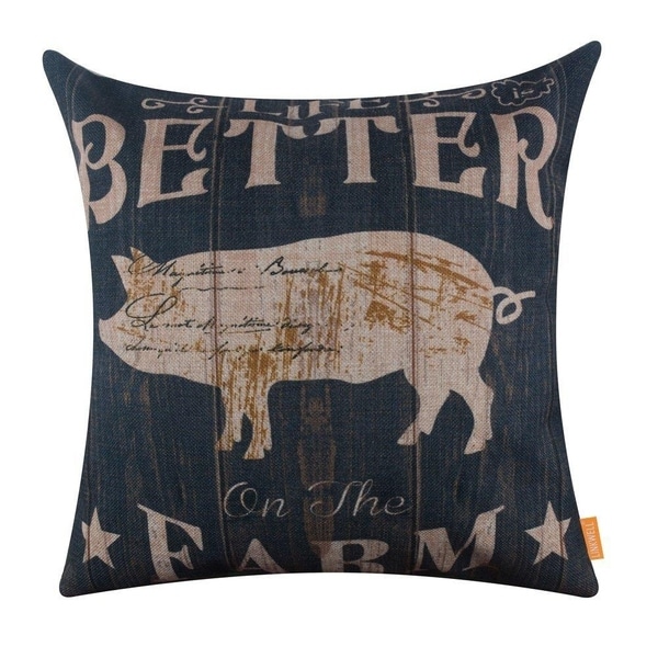 Pig Life is Better on the Farm Burlap Pillowcase