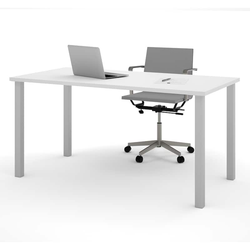 Bestar 30" x 60" Table with square metal legs - White