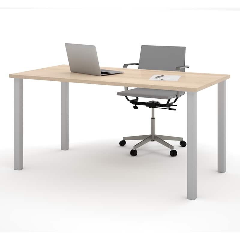 Bestar 30" x 60" Table with square metal legs - Northern Maple