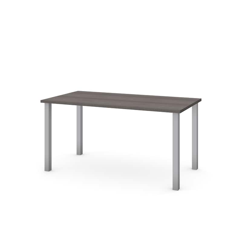 Bestar 30" x 60" Table with square metal legs - Bark Gray