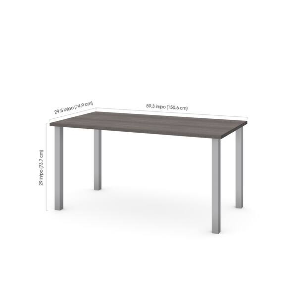 dimension image slide 0 of 3, Bestar 30" x 60" Table with square metal legs