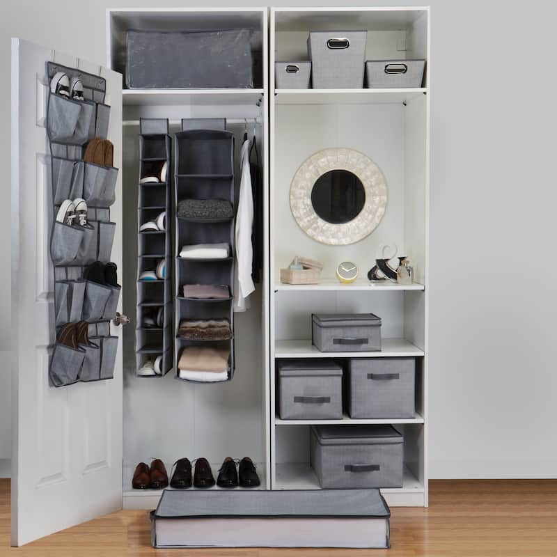 Simplify 20-Pocket Shoe Organizer in Grey - 0.25"x 17"x 54"