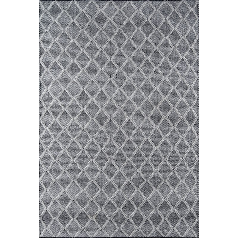 Momeni Andes Hand-woven Wool and Viscose Trellis Area Rug - 7'9" x 9'9" - Charcoal - Runner/Rectangle
