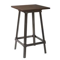 Carbon Loft Edelman Pub Table in Matte Gunmetal Finish with Vintage Ash Walnut Top
