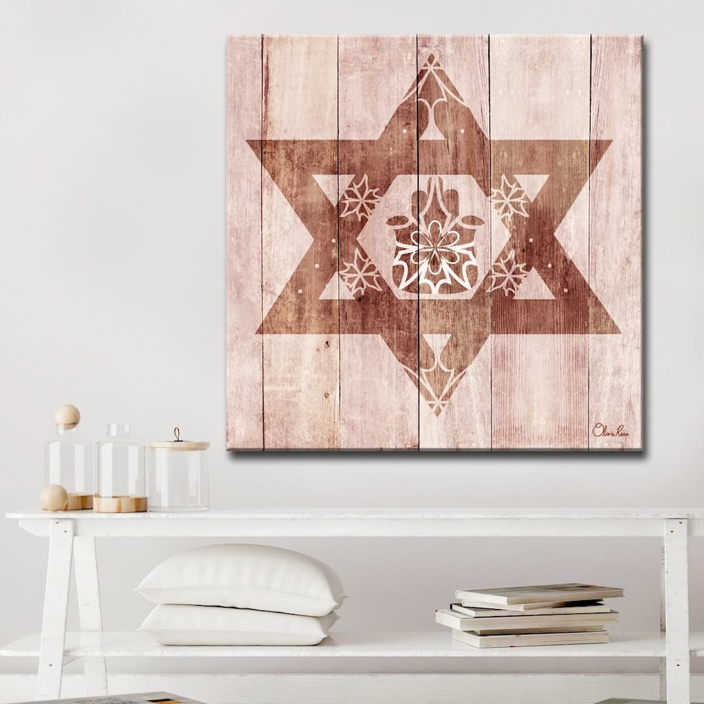 Olivia Rose Inspirational 'Star of David Hamsa' Wrapped Canvas Judaica Wall Art