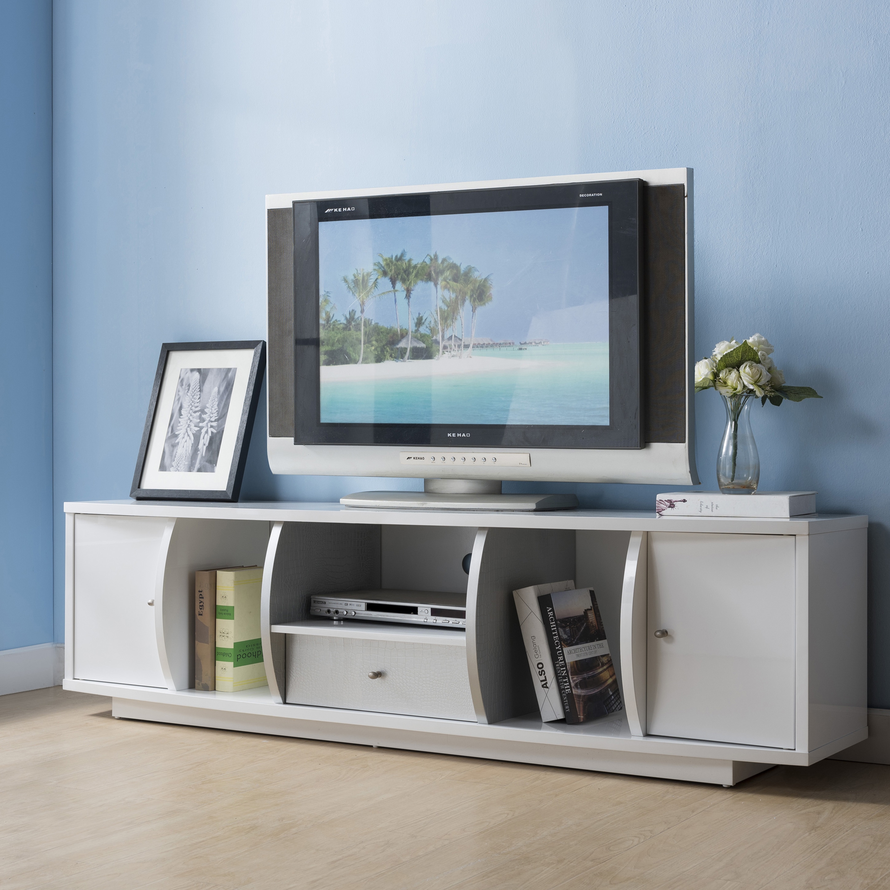 Furniture of America Dall Transitional White 72-inch TV Stand with Drawer