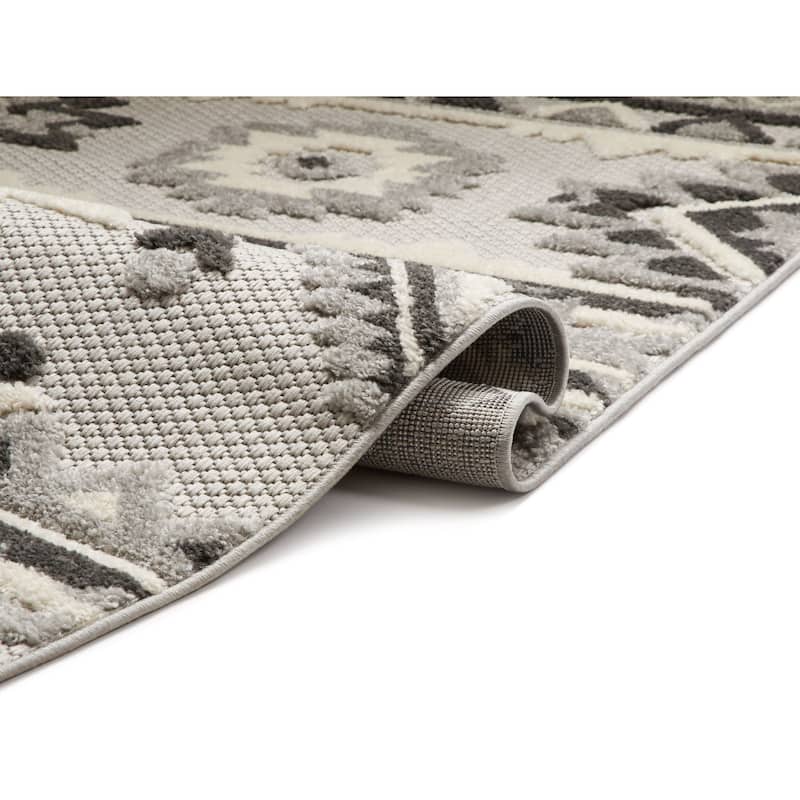 Well Woven Modern Geometric Southwestern Indoor Outdoor Area Rug High-Low Pile Carpet - 7'10" x 9'10"