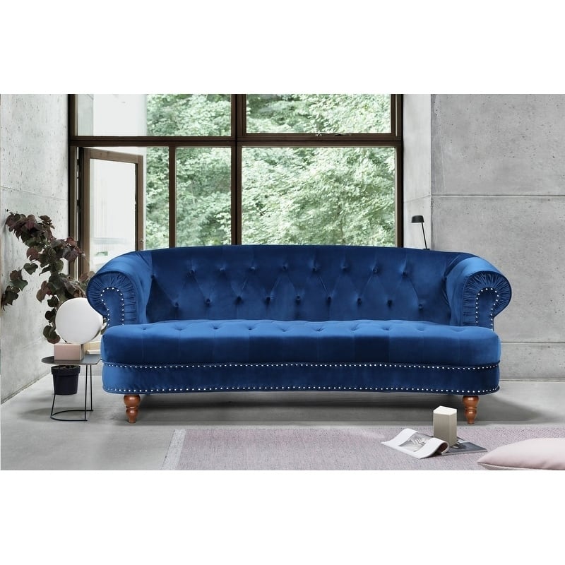 Walnut Chesterfield Sofa - Blue