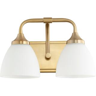 Enclave Aged Brass and Satin Opal 2-light Vanity Lighting