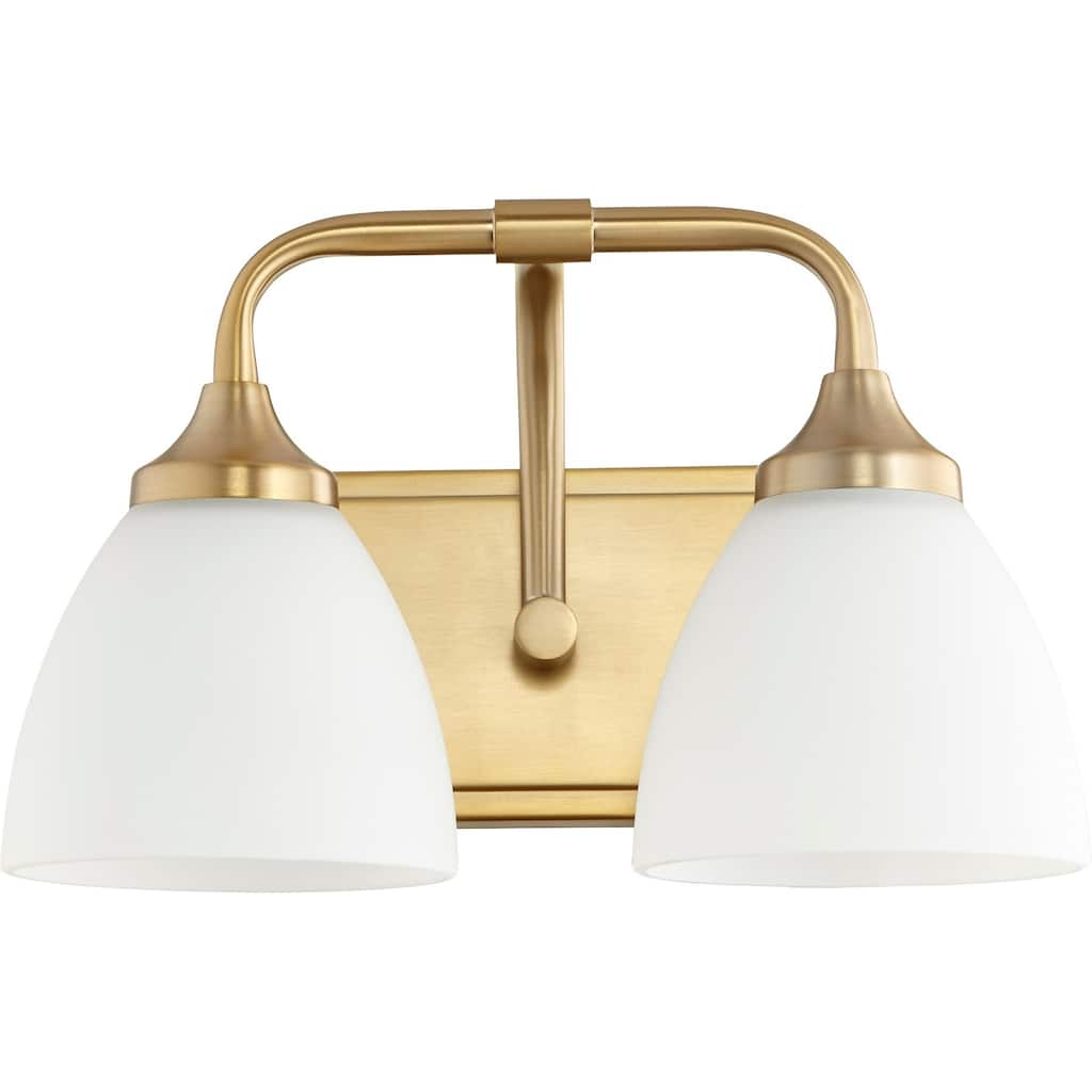 Enclave Aged Brass and Satin Opal 2-light Vanity Lighting