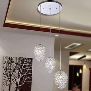 Lidwina Chrome 3-Light Pendant with Crystal Shade