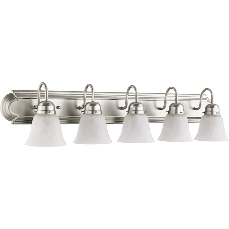 Satin Nickel and Faux Alabaster 5-light Vanity Lighting