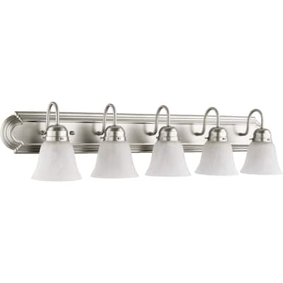 Satin Nickel and Faux Alabaster 5-light Vanity Lighting