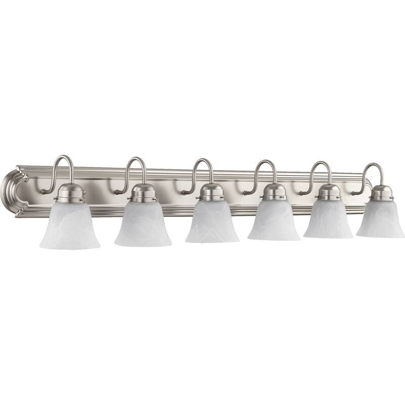Satin Nickel and Faux Alabaster 6-light Vanity Lighting