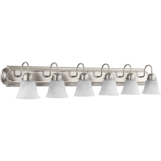 Satin Nickel and Faux Alabaster 6-light Vanity Lighting