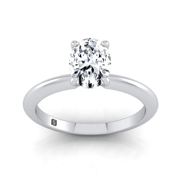 Shop Oval Diamond Solitaire Engagement Ring With Ultra Thin Knife Edge Shank In 14k White Gold ...