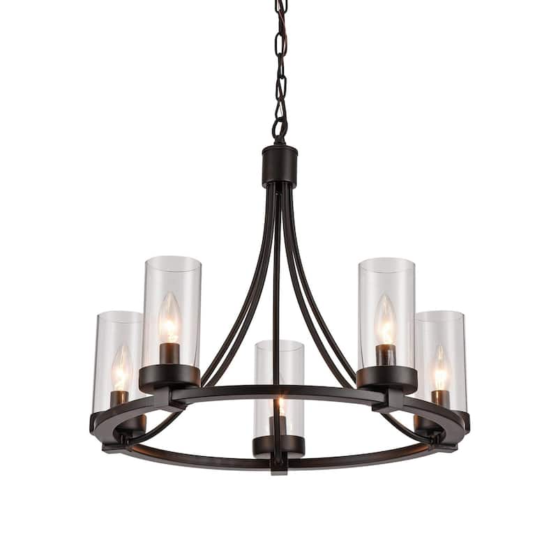 Newton Black 5-Light Pendant with Glass Shade