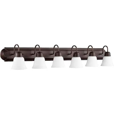 Oiled Bronze and Satin Opal 6-light Vanity Lighting