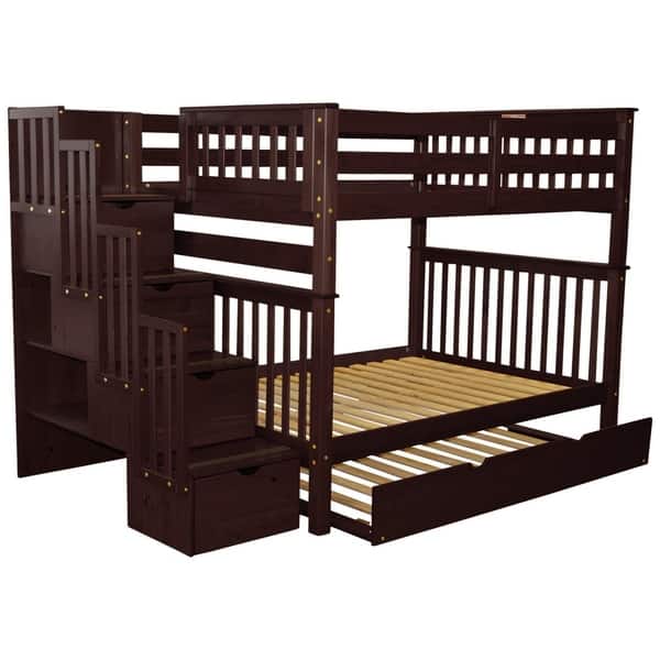 Shop Bedz King Stairway Bunk Beds Full Over Full With 4