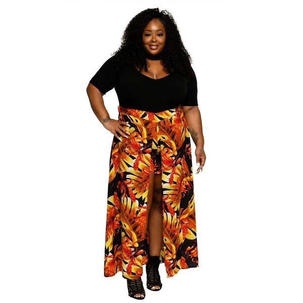 plus size camo maxi skirt