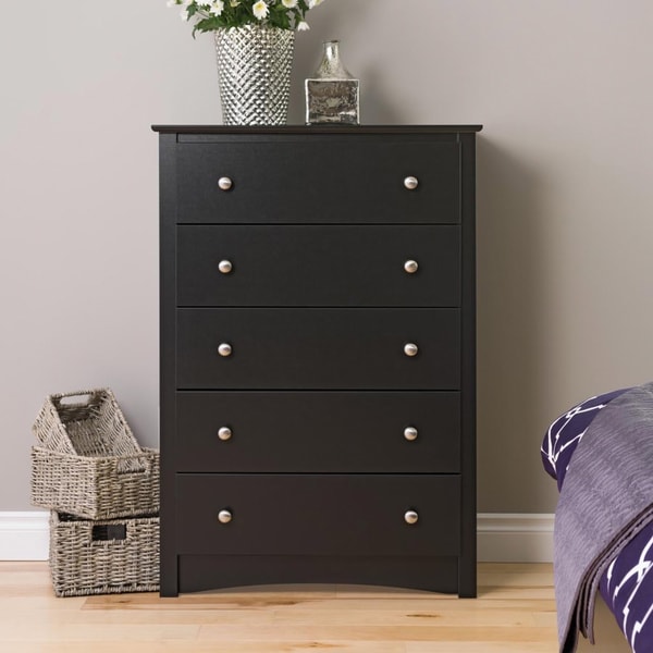 Broadway Black 5 drawer Chest Dressers