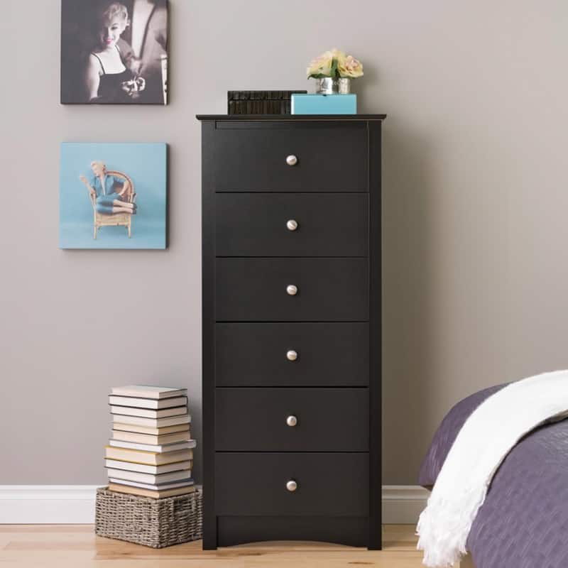 Prepac Sonoma 6 Drawer Dresser for Bedroom, Tall Chest of Drawers, Bedroom Furniture, Clothes Storage and Organizer