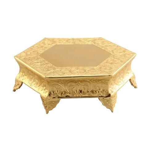 Hexagonal Metal Wedding Cake Stand, 16 inches, Gold