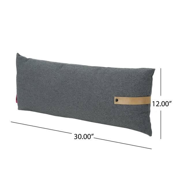 Edinburgh Mid Century Rectangular Fabric Pillow with Faux Leather Strap