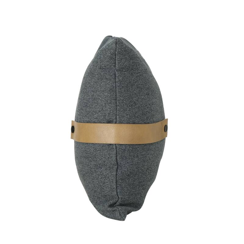 Edinburgh Mid Century Rectangular Fabric Pillow with Faux Leather Strap