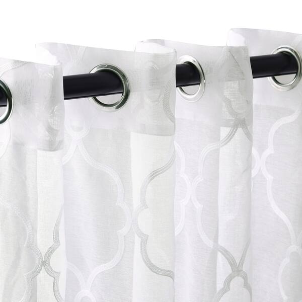 Shop Superior Embroidered Lattice Sheer Grommet Curtain Panel Pair
