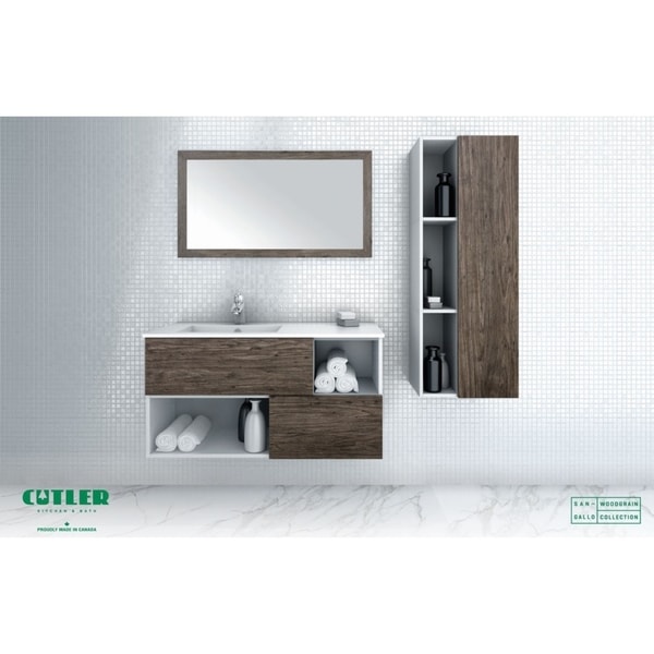 Sangallo Woodgrain Collection 42" Wall Mount Bathroom Vanity - Matt Top, 2 Drawer, Stargazer