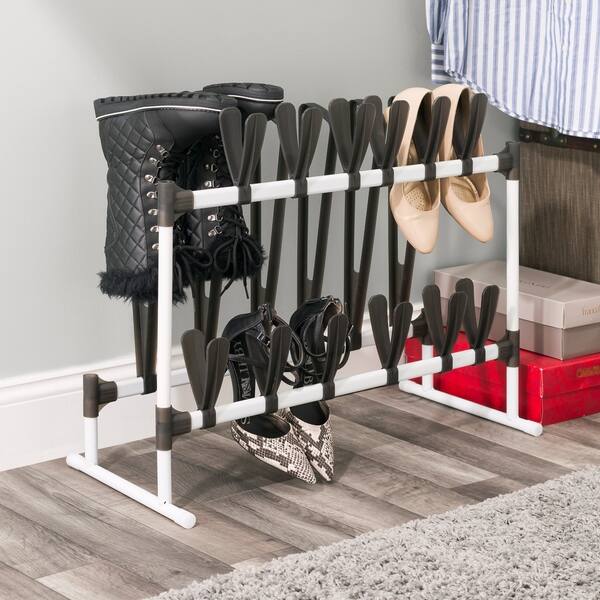 Modern Black Metal Shoe Rack, Tall Boot Shaper Storage Stand, Holds up 4  Pairs