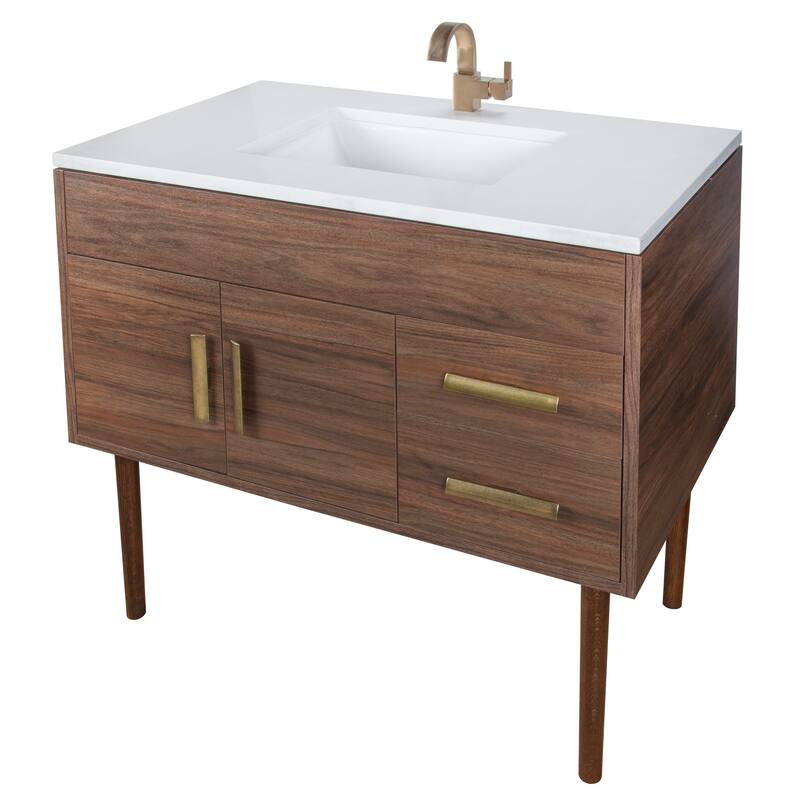 Garland Collection 36" Single Bathroom Vanity with Ceramic Sink and Quartz Top