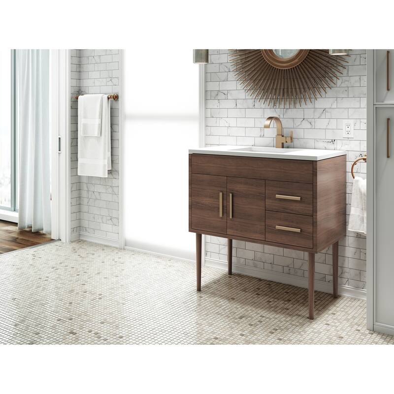 Garland Collection 36" Single Bathroom Vanity with Ceramic Sink and Quartz Top