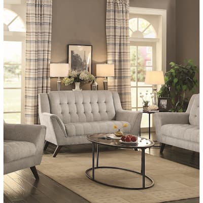 Baby Natalia Mid-century Modern Dove Grey Loveseat - 63" x 35" x 39"