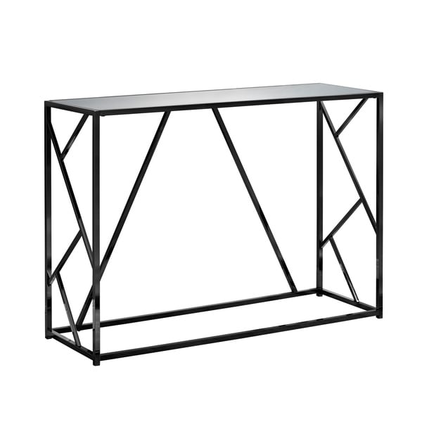 Accent Table - 42"L / Black Nickel Metal / Mirror Top
