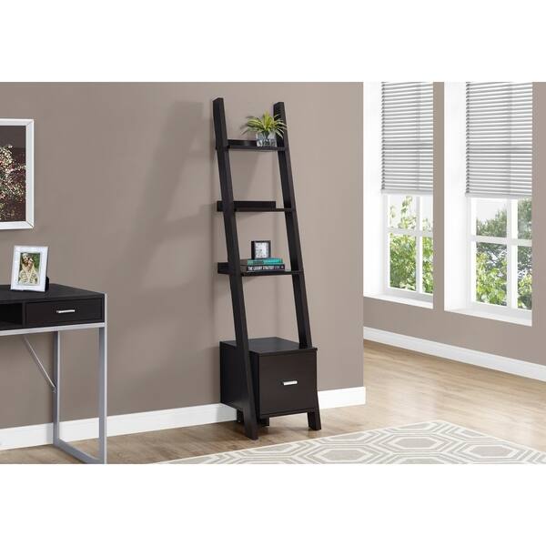 Shop Bookcase 69 H Ladder W Storage Drawer Free Shipping