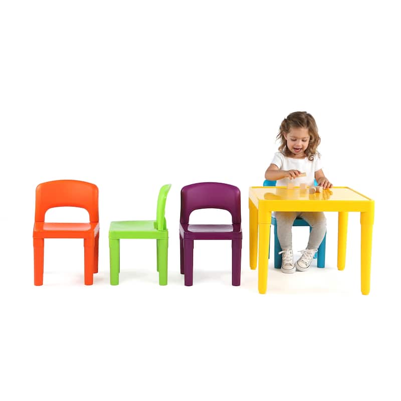 Humble Crew Kids Plastic Table and 4 Chairs Set, Vibrant Colors