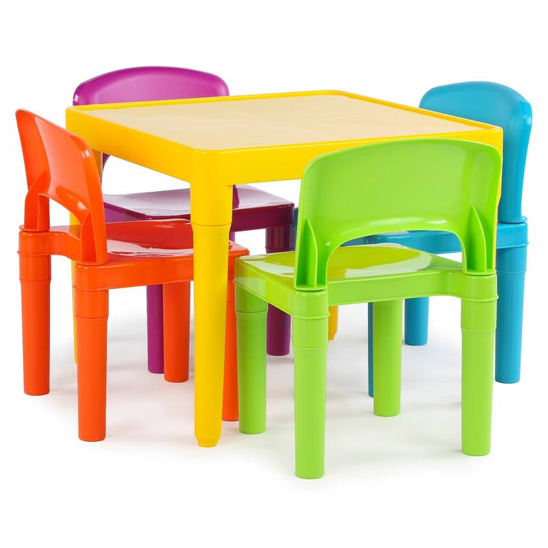 Humble Crew Kids Plastic Table and 4 Chairs Set, Vibrant Colors