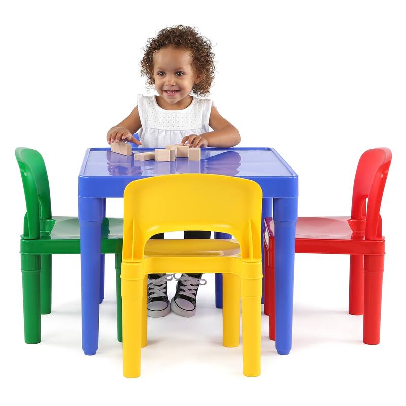 Humble Crew Kids Plastic Table and 4 Chairs Set, Vibrant Colors