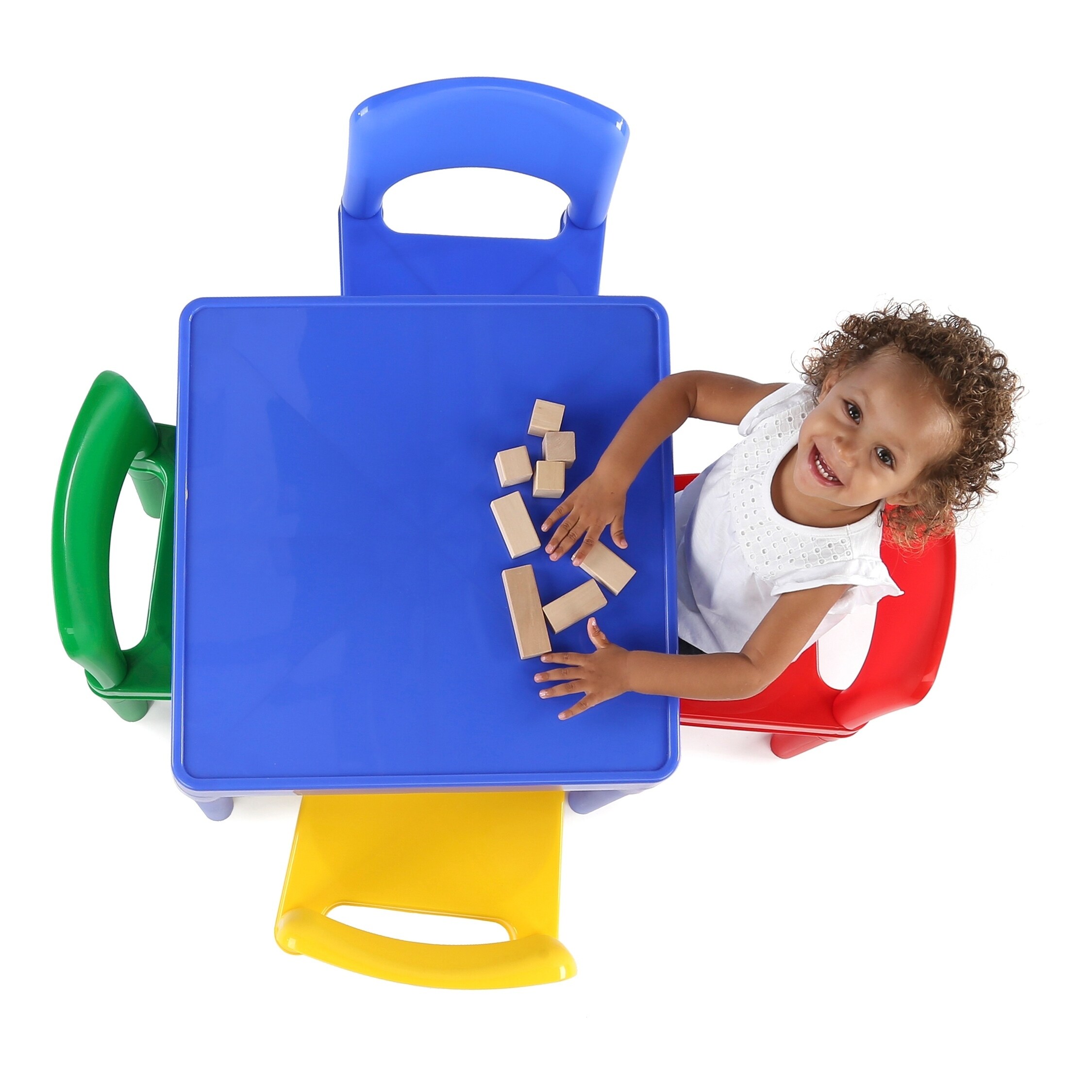 Vibrant Colors Tot Tutors Kids Plastic Table and 4 Chairs Set Renewed