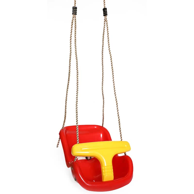 Red Plastic Baby and Toddler Swing Seat with Hanging Ropes - 0-24 Months - Swing Set Accessories