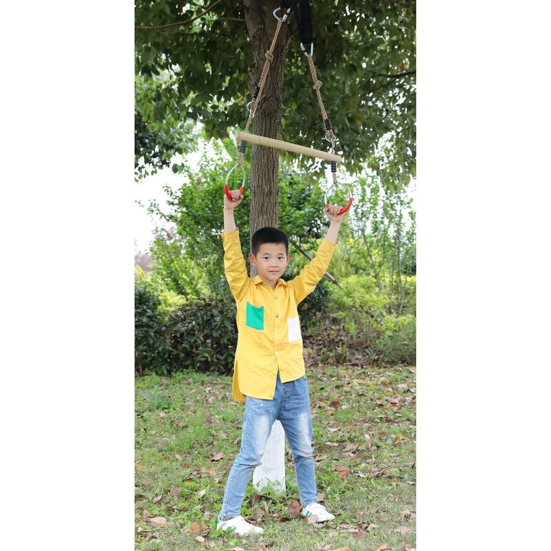 Kids Trapeze Swing Bar with Rings with Hanging Ropes
