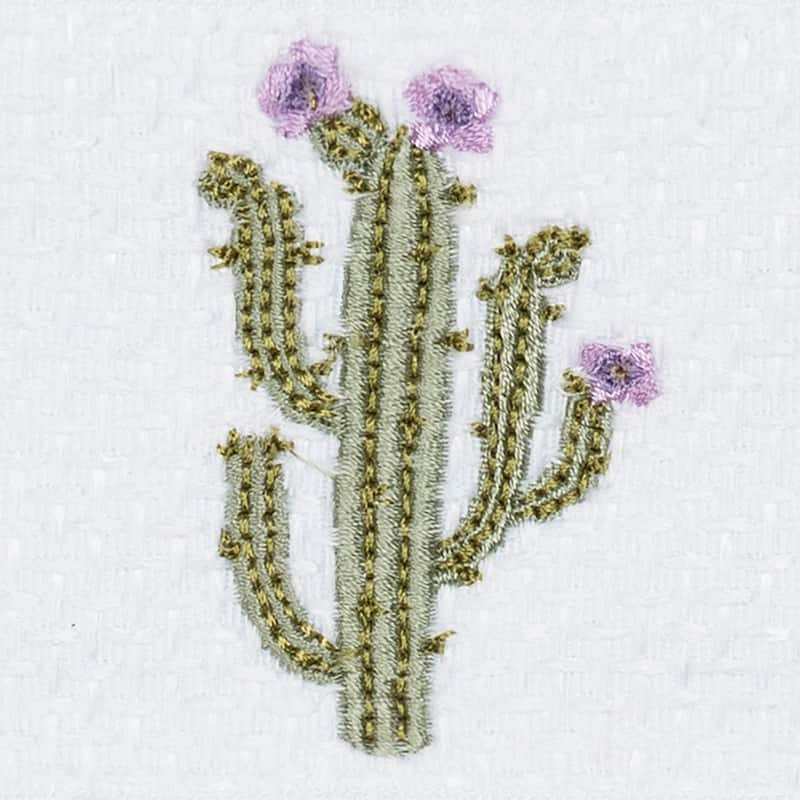 Authentic Hotel and Spa Turkish Cotton Cactus Embroidered White 3-piece Towel Set