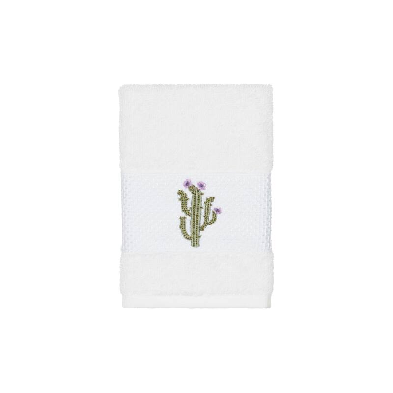 Authentic Hotel and Spa Turkish Cotton Cactus Embroidered White 3-piece Towel Set